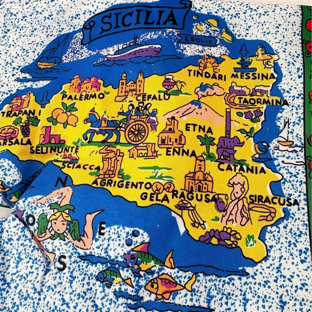 Vintage‎ Sicily Sicilia Souvenir Map Oven Mitt and Pot Holder  NWOT